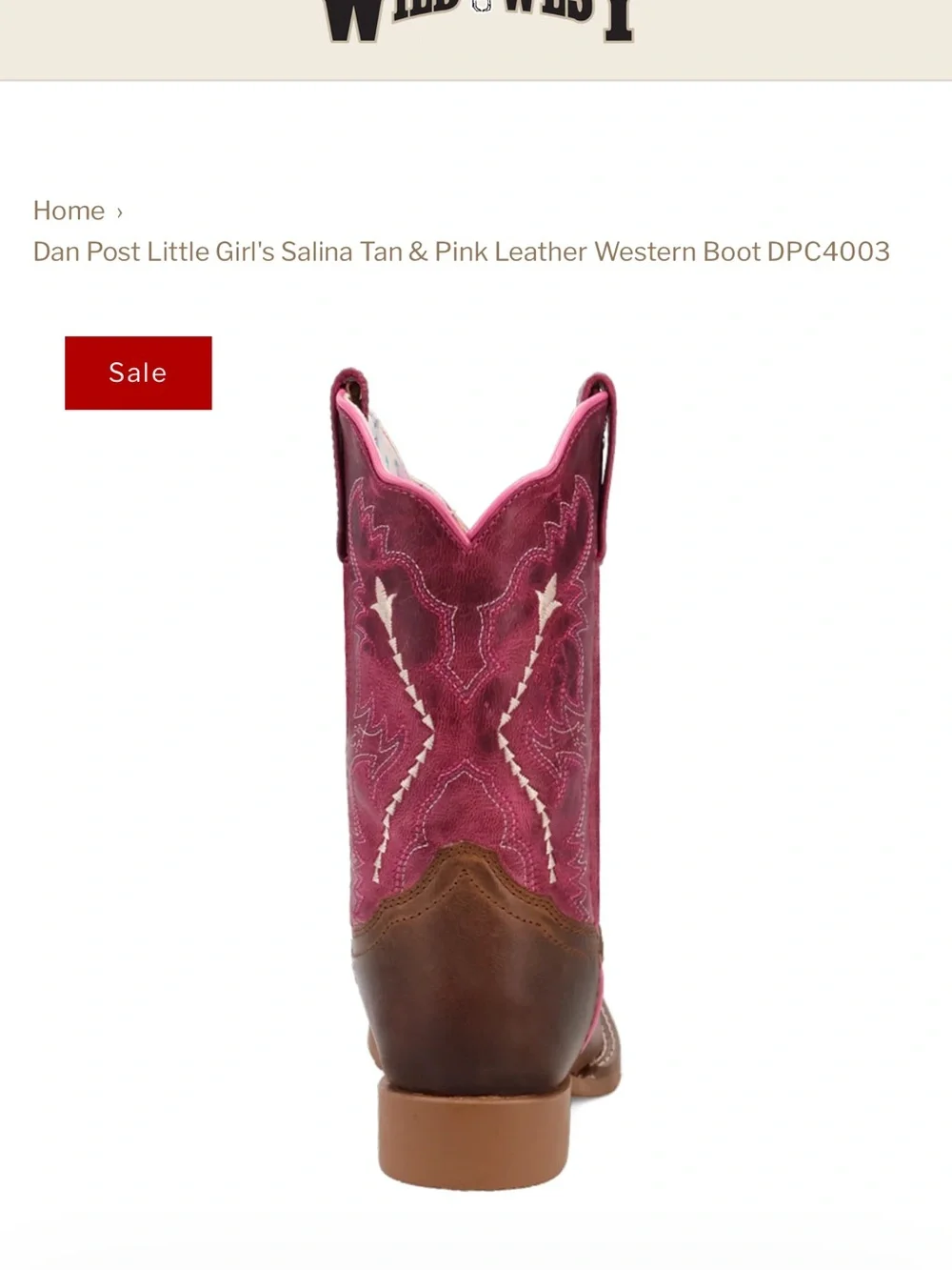 Dan Post Tan Leather Western Boot with Pink Stitching